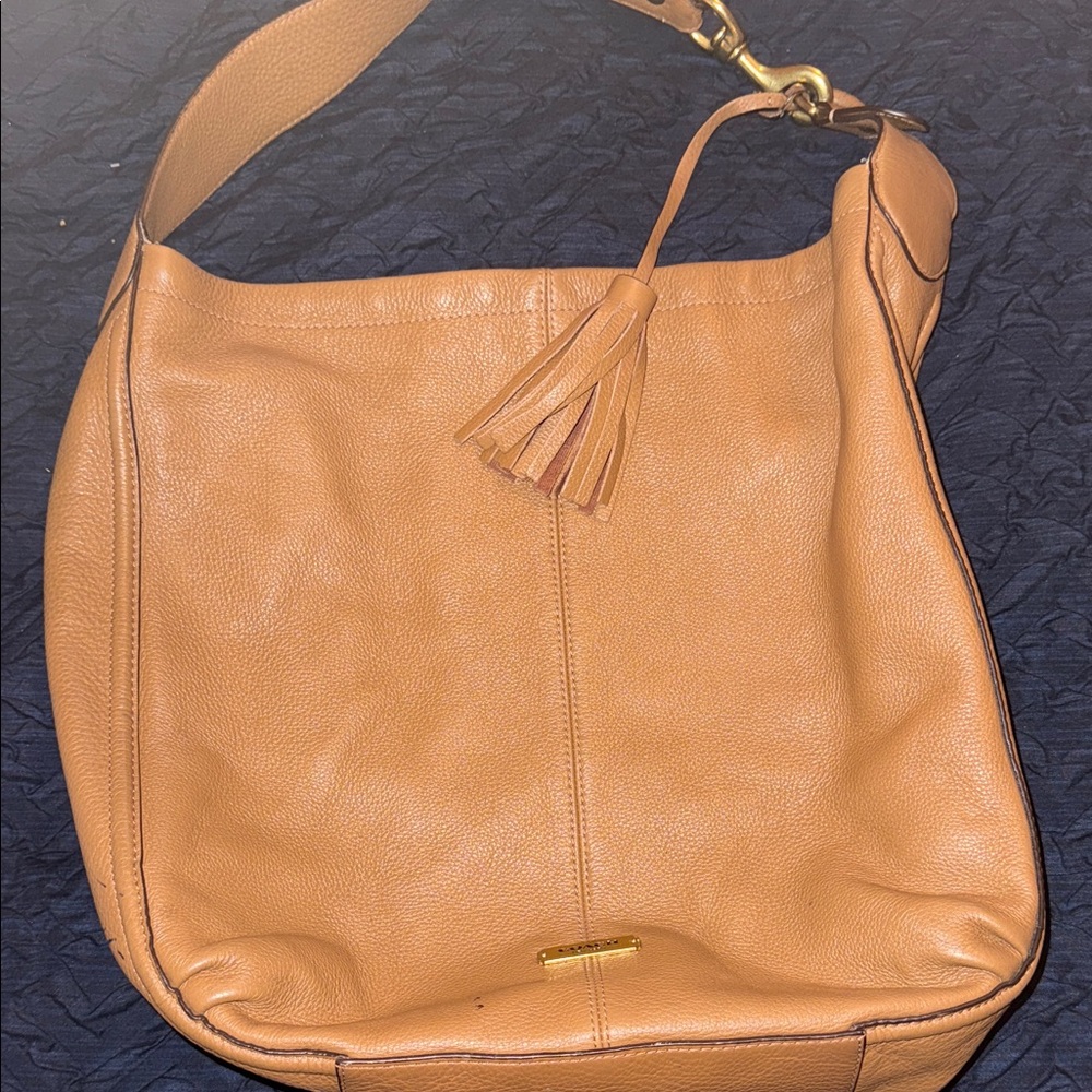 Coach Tan Leather Hobo Bag with Tassel